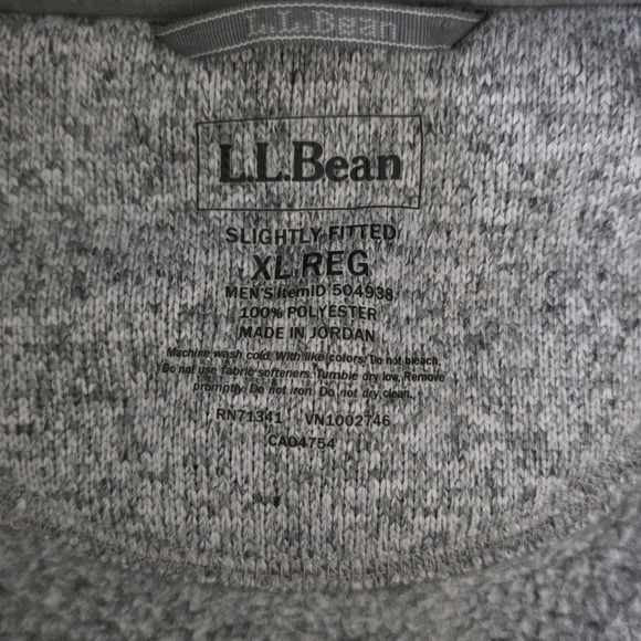 LL Bean Mens Sweater Fleece Full Zip Jacket Outdoor Gray Heathered Size XL - Picture 4 of 6